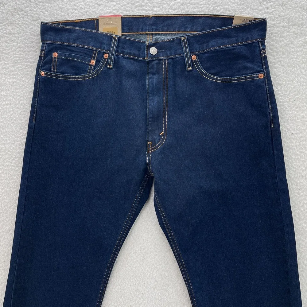 Levis 513 Jeans Mens 36x30 Blue Slim Straight Dark Wash Stretch Preppy Cowboy